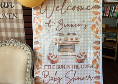 Baby shower balloon decoration done by one dell of a party